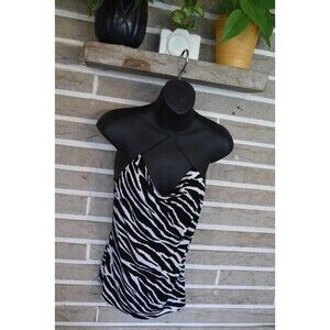 Vintage lz byer  Y2K Zebra Tank Top Animal print club slinky acetate